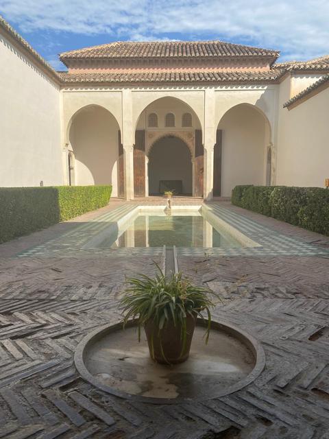 The courtyard example, with its original mask on the counted pot